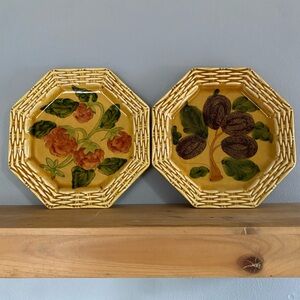 Vintage HORCHOW Hand Painted ITALY Glazed 8.5" Hexagon Plates